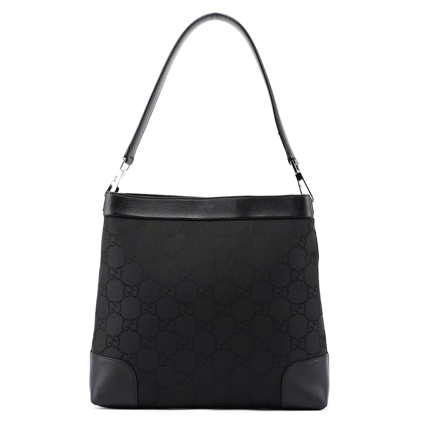 Black GG Leather Trim Shoulder Bag
