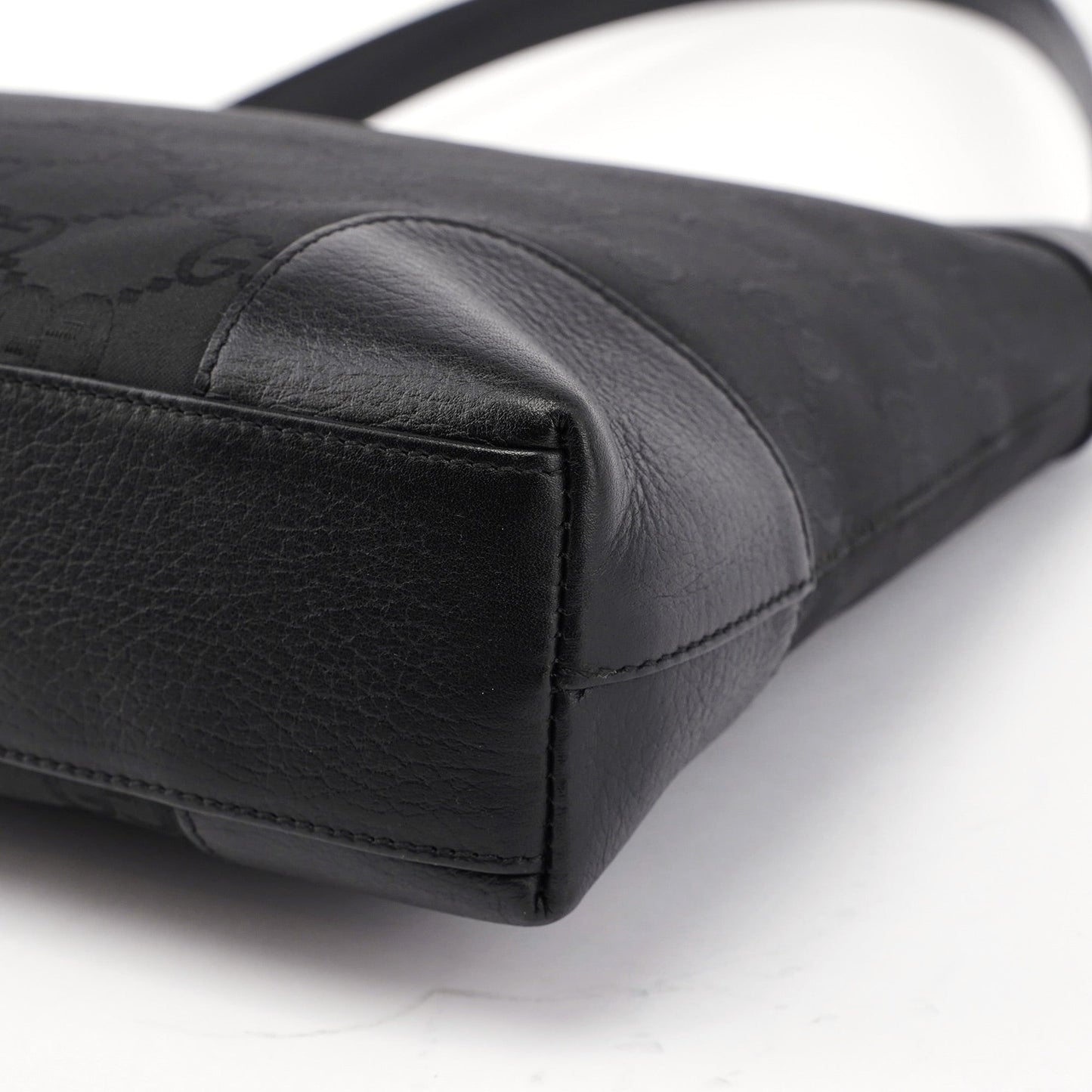 Black GG Leather Trim Shoulder Bag