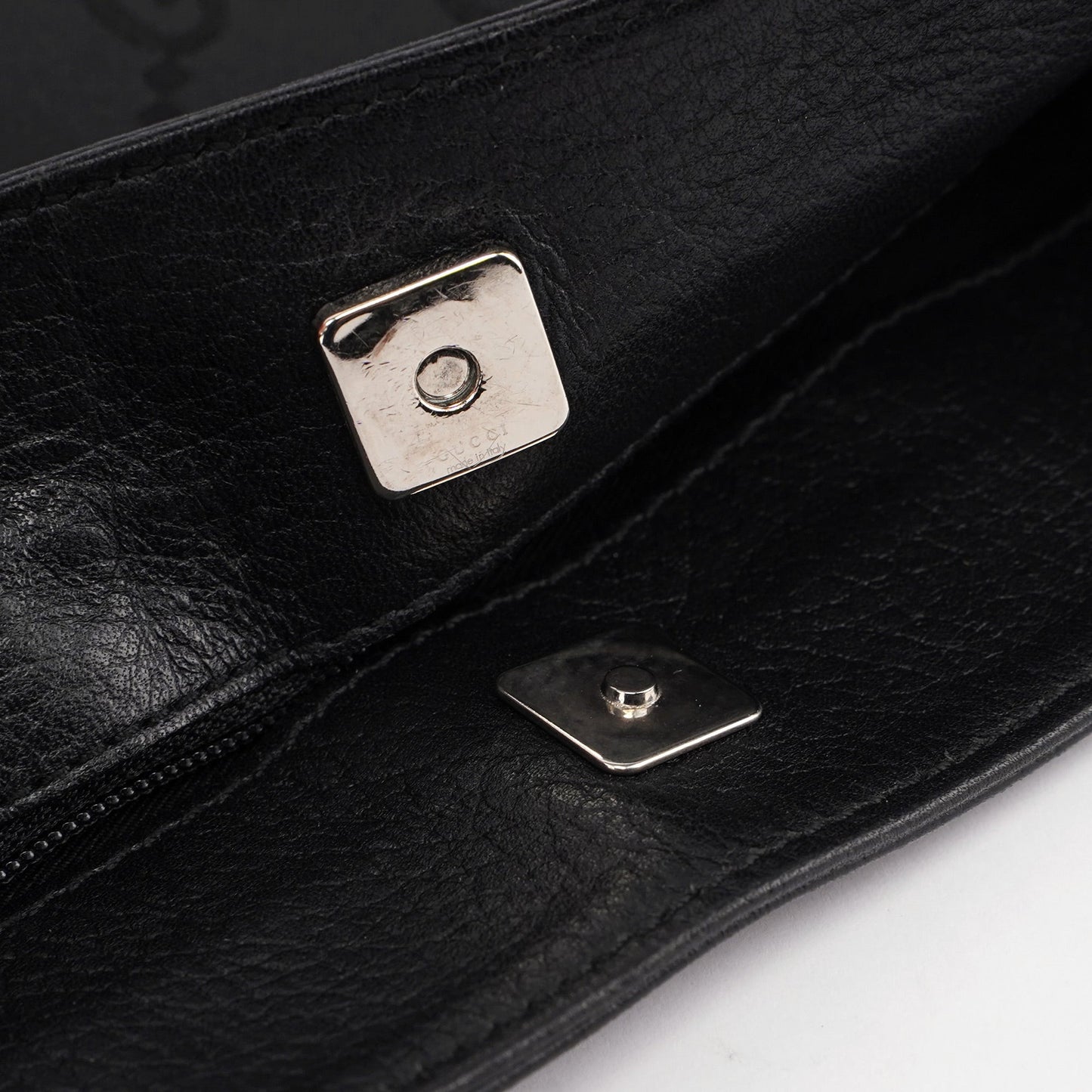 Black GG Leather Trim Shoulder Bag