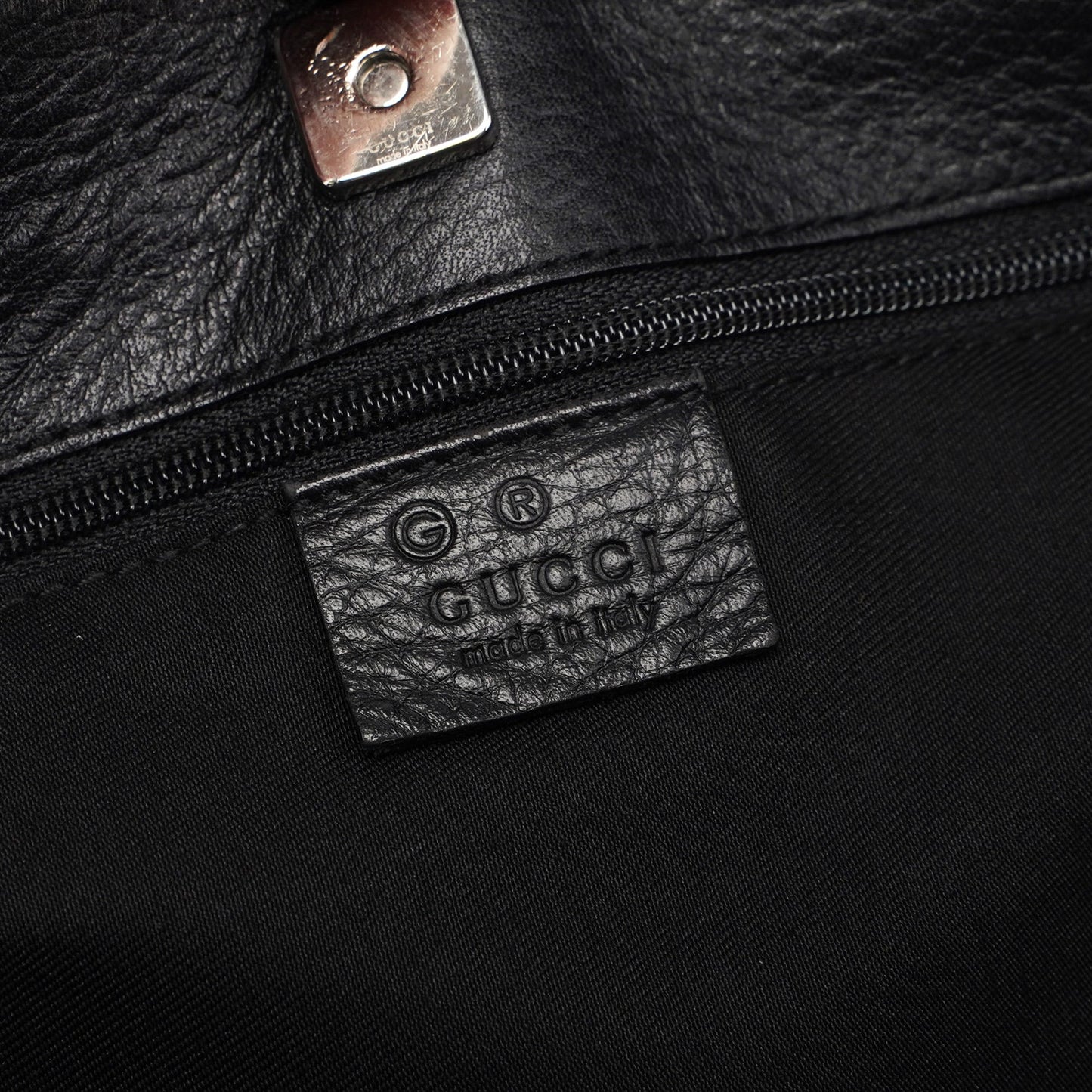 Black GG Leather Trim Shoulder Bag