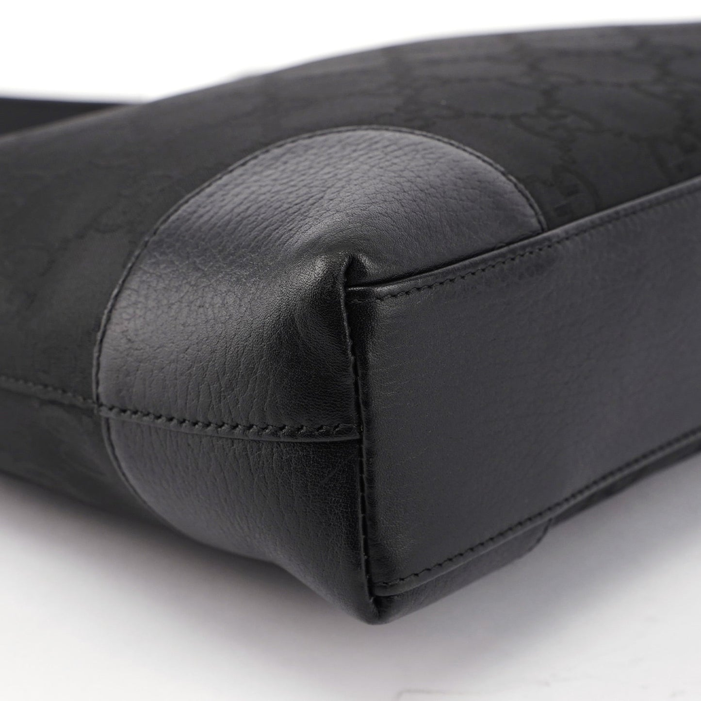 Black GG Leather Trim Shoulder Bag