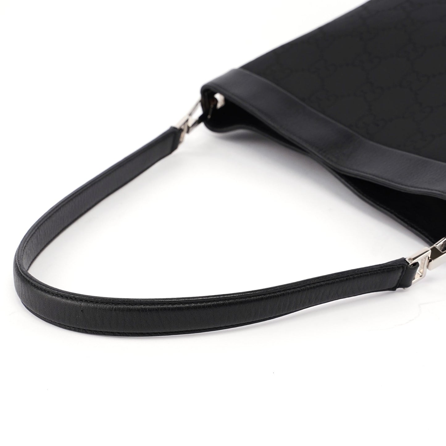 Black GG Leather Trim Shoulder Bag