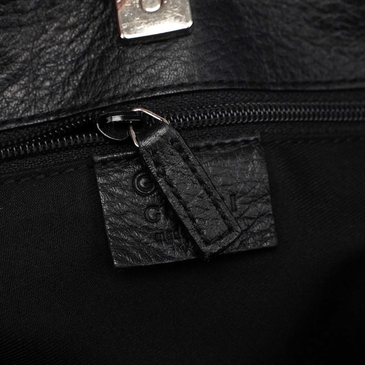 Black GG Leather Trim Shoulder Bag