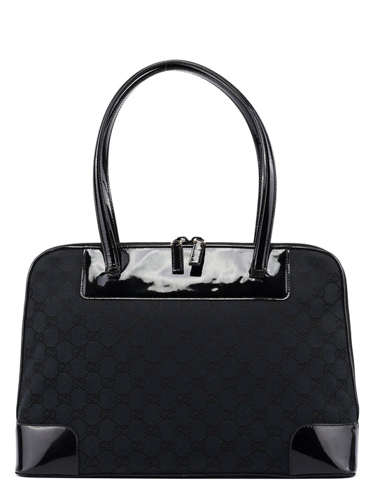 Black GG Patent Leather Tote Bag
