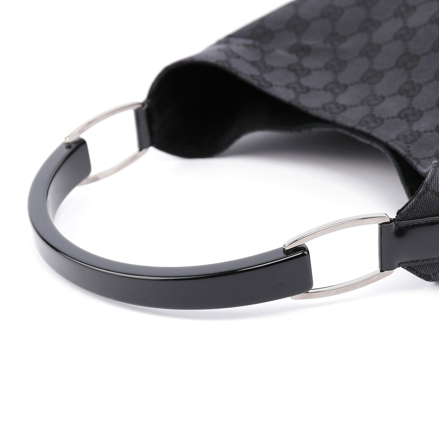 Black GG Plastic Top Handle Bag