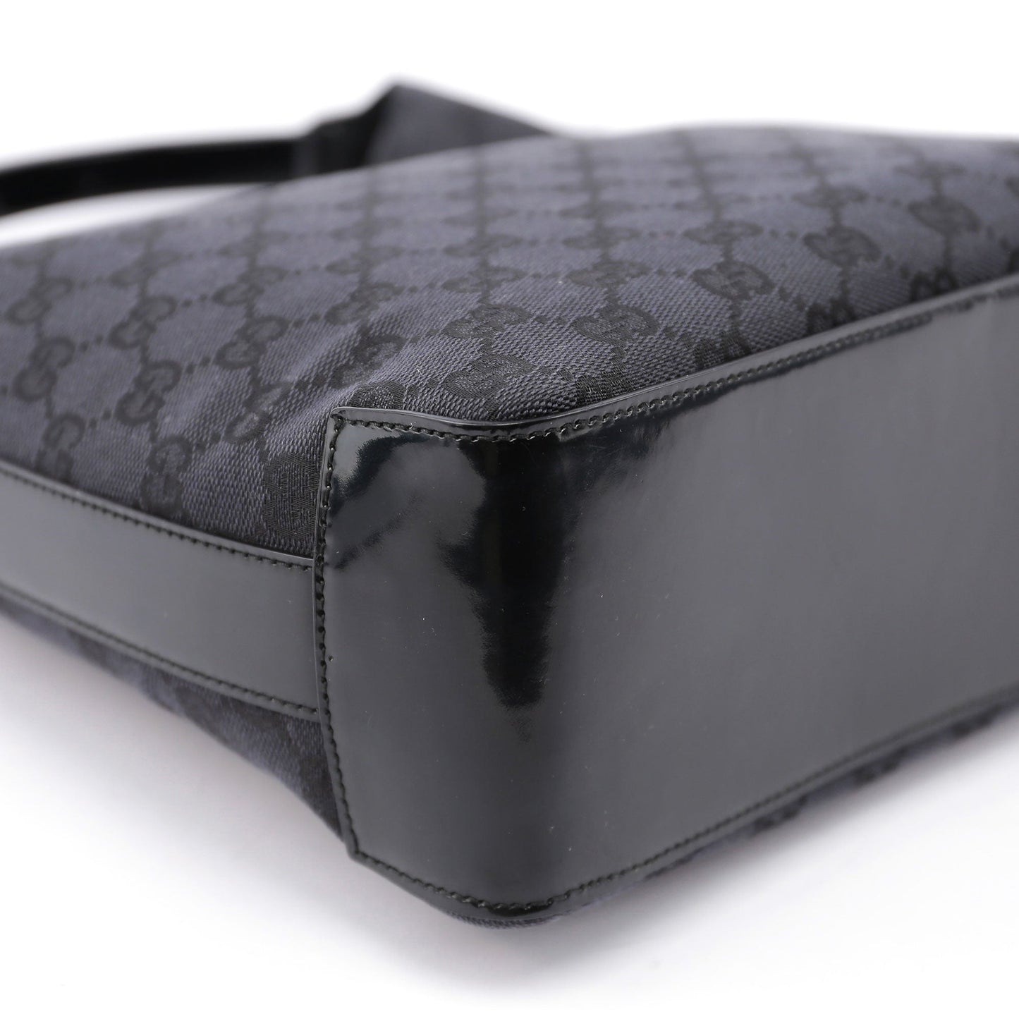 Black GG Plastic Top Handle Bag