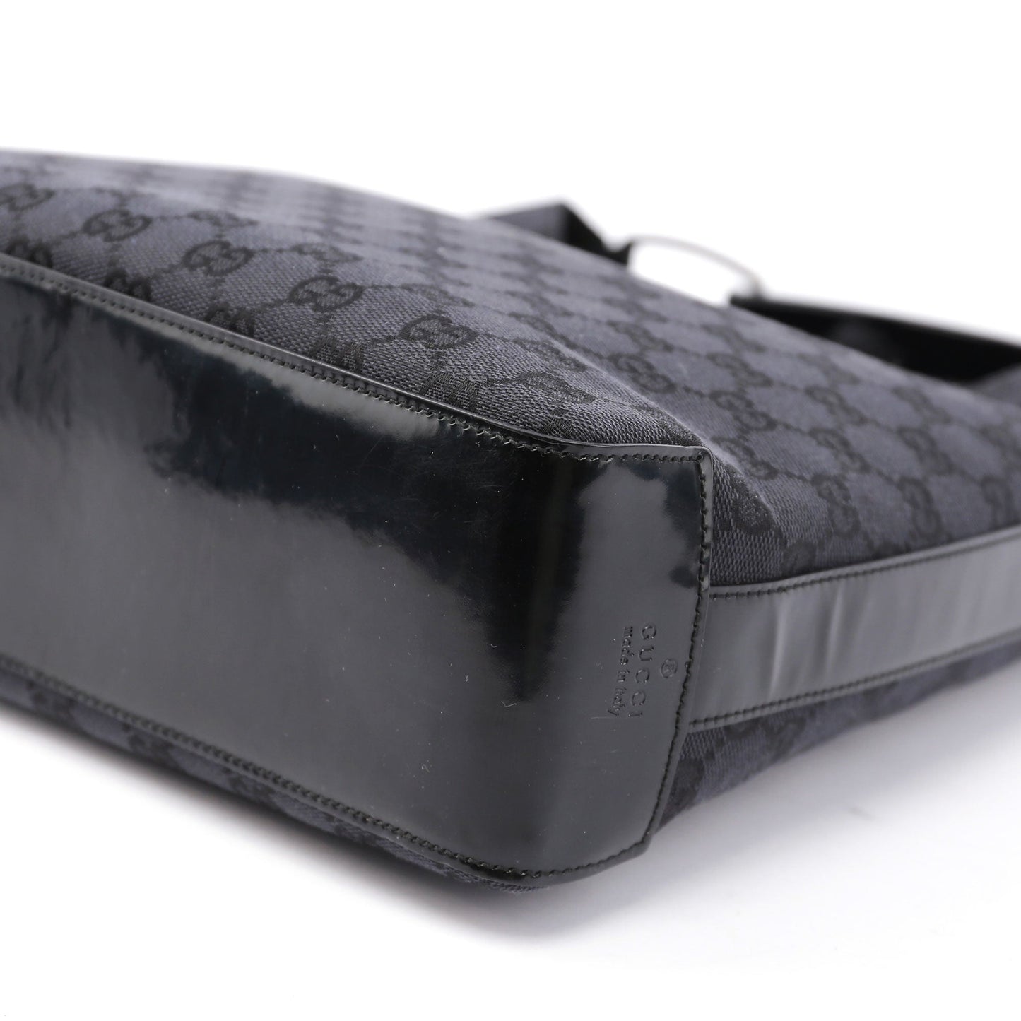 Black GG Plastic Top Handle Bag