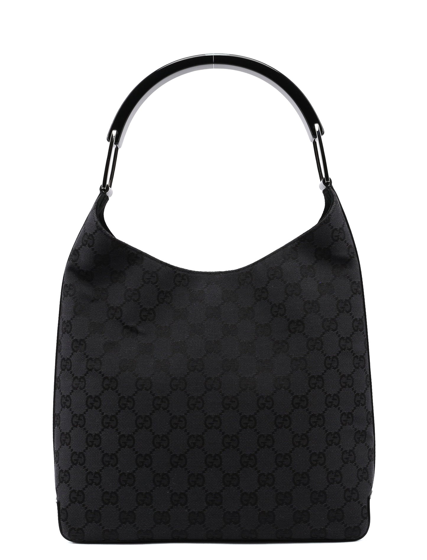 Black GG Plastic Top Handle Bag