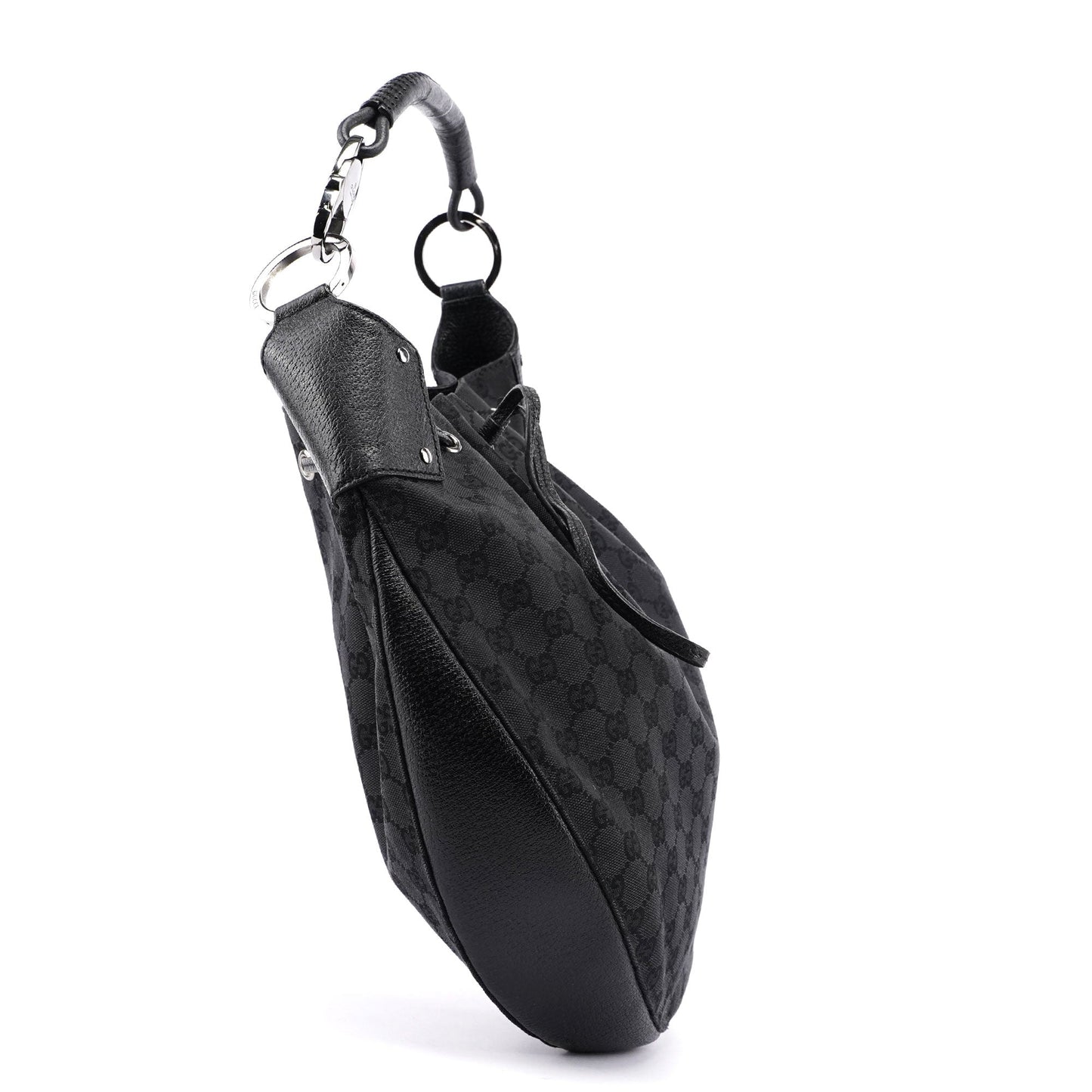 Black GG Round Hobo Shoulder Bag