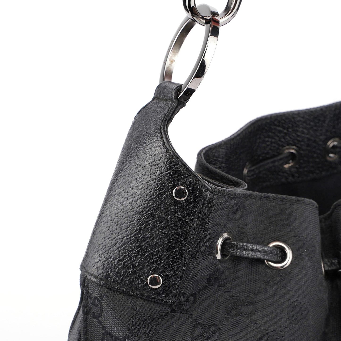 Black GG Round Hobo Shoulder Bag