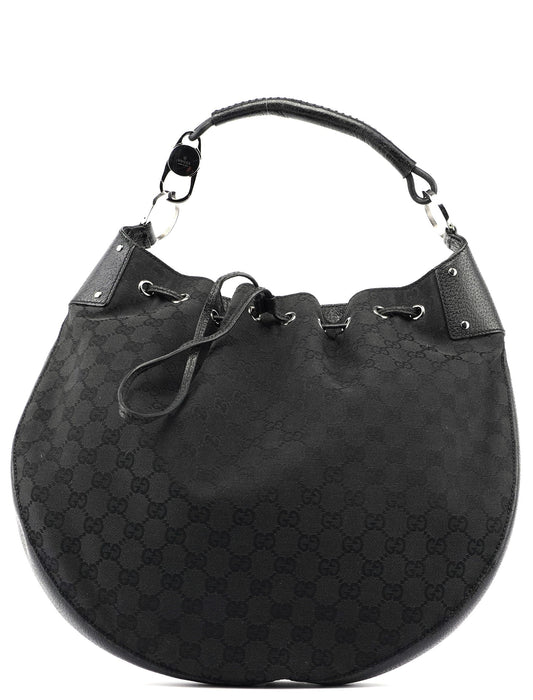 Black GG Round Hobo Shoulder Bag