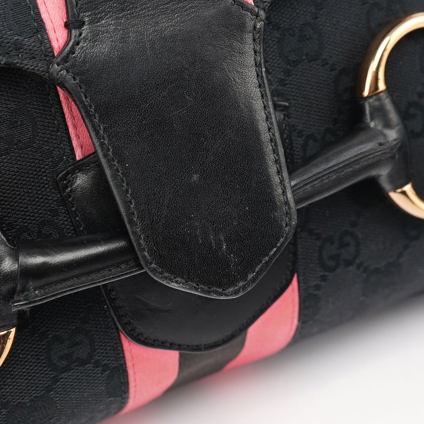 Black GG Satin Horsebit Shoulder Bag