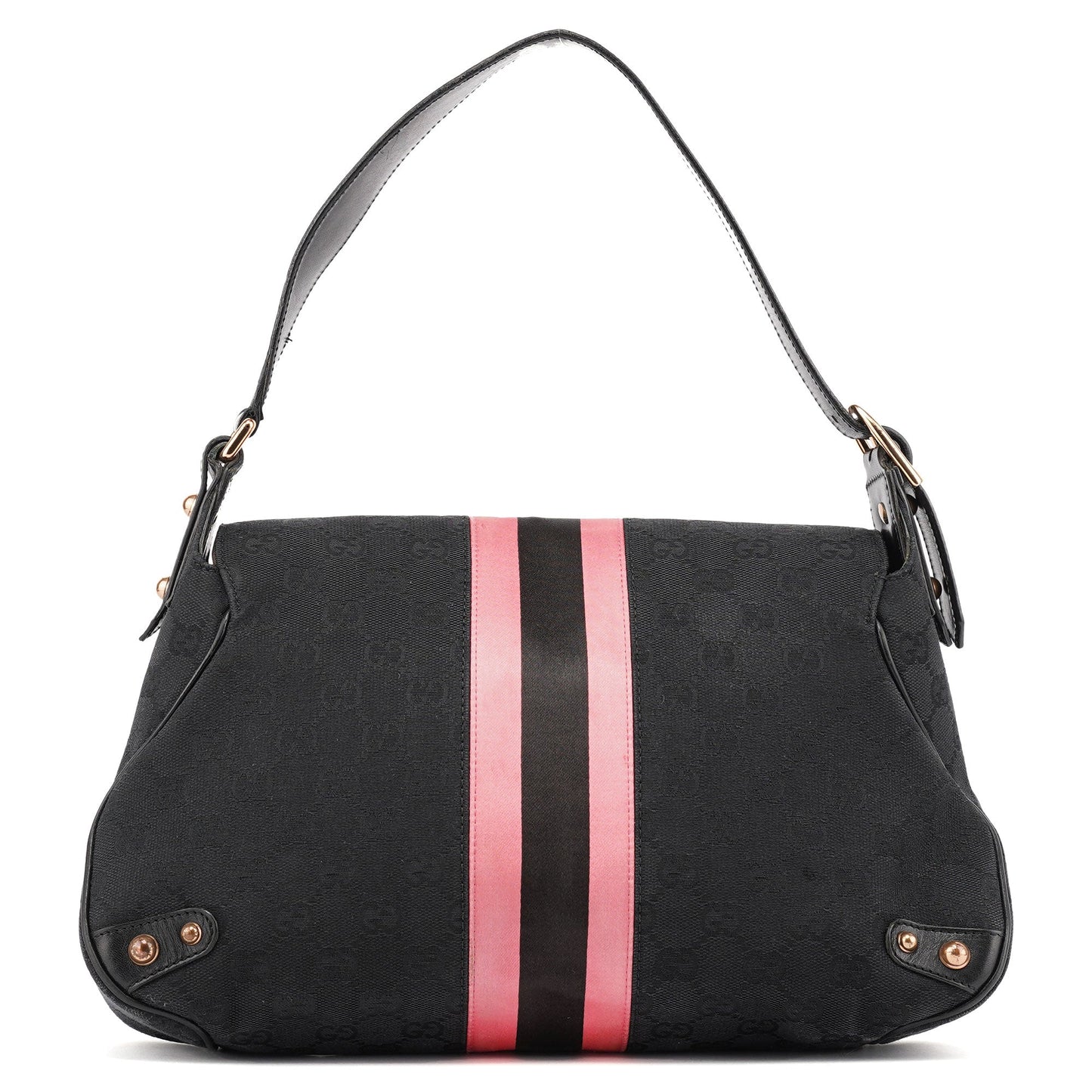 Black GG Satin Horsebit Shoulder Bag
