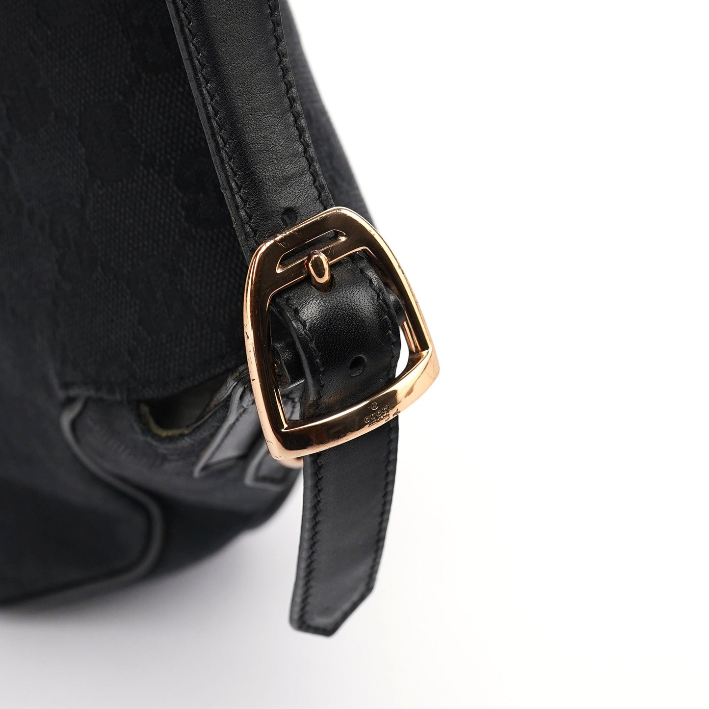 Black GG Satin Horsebit Shoulder Bag