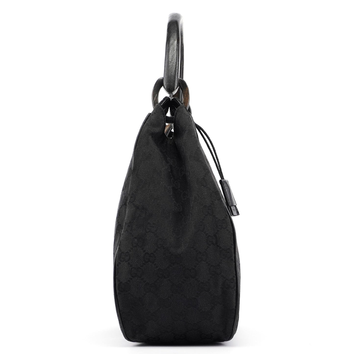 Black GG Wood Handle Shoulder Bag