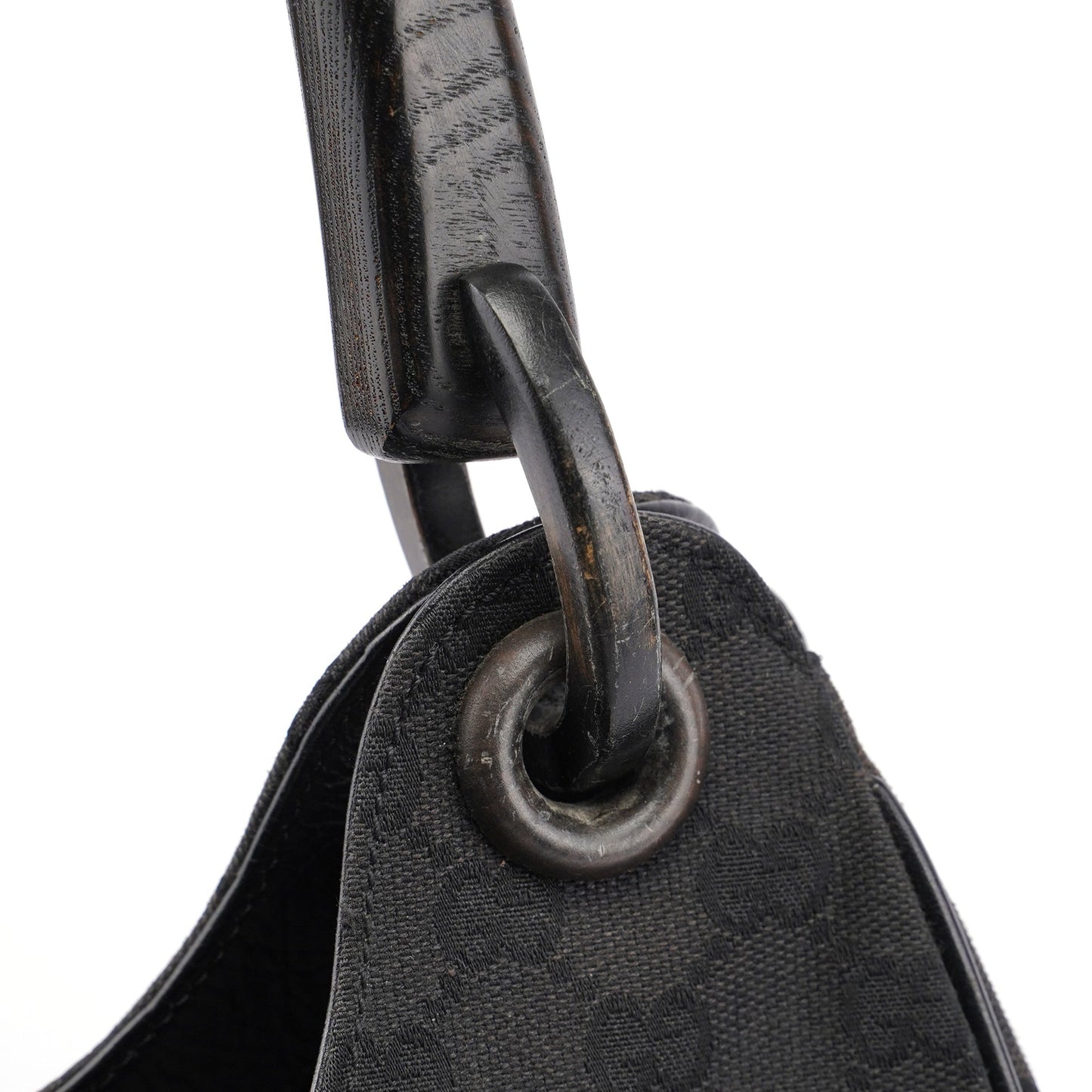 Black GG Wood Handle Shoulder Bag