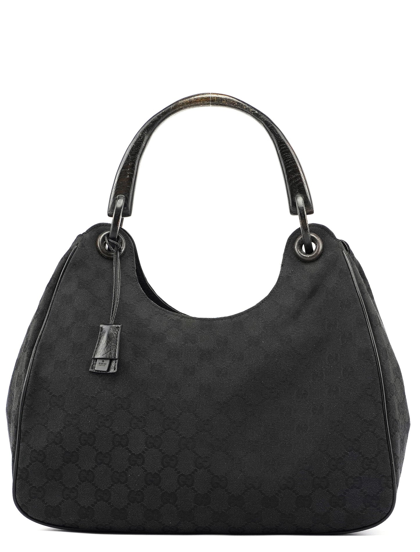 Black GG Wood Handle Shoulder Bag