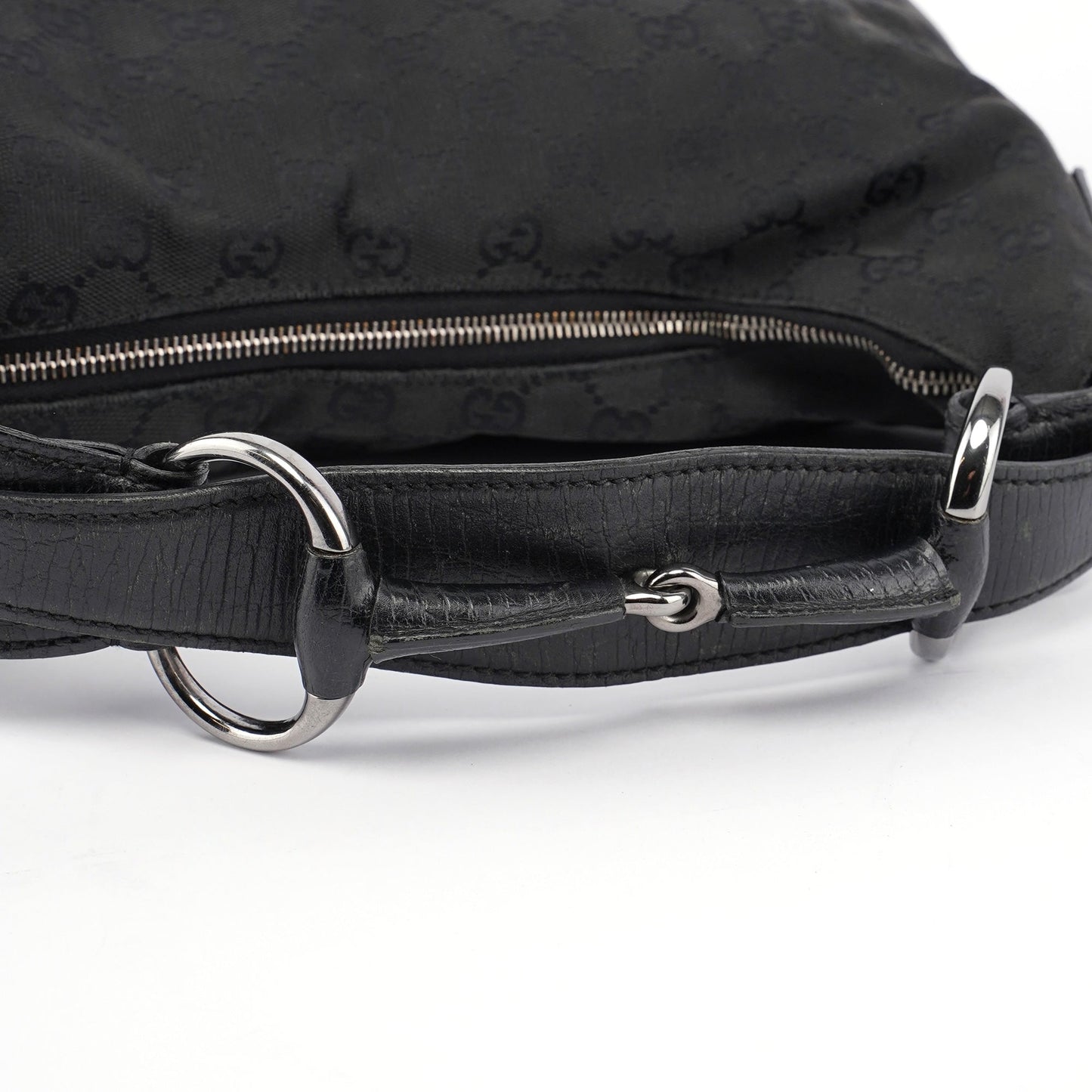 Black Horsebit Hobo Shoulder Bag