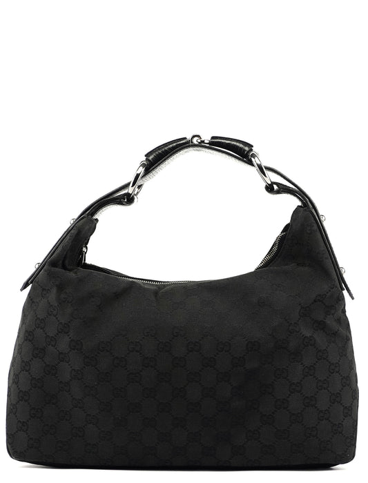 Black Horsebit Hobo Shoulder Bag