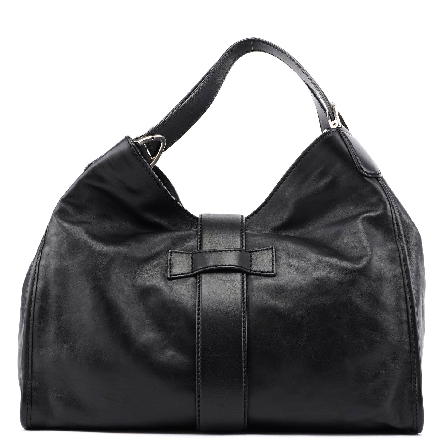 Black Lambskin Horsebit Shoulder Bag
