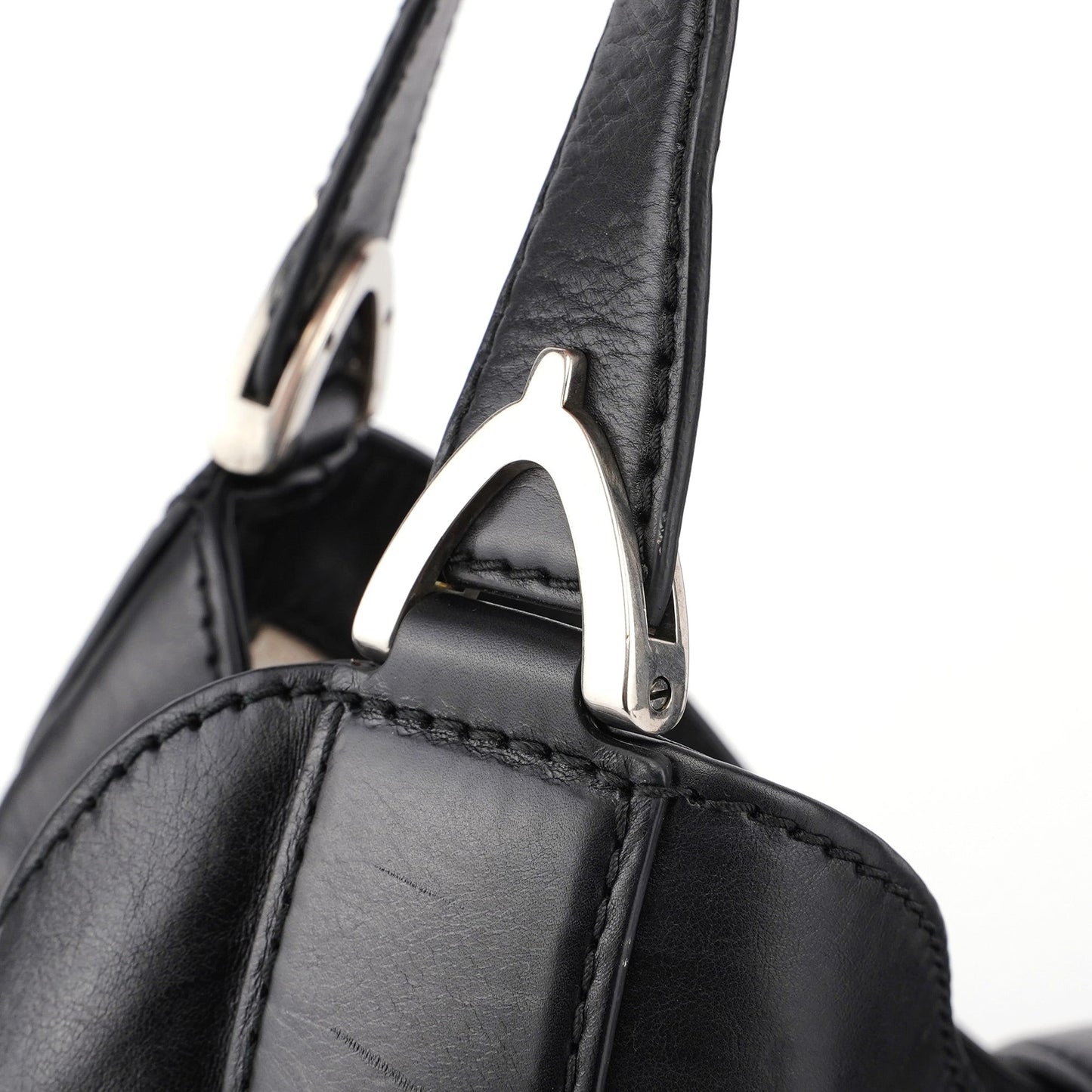 Black Lambskin Horsebit Shoulder Bag
