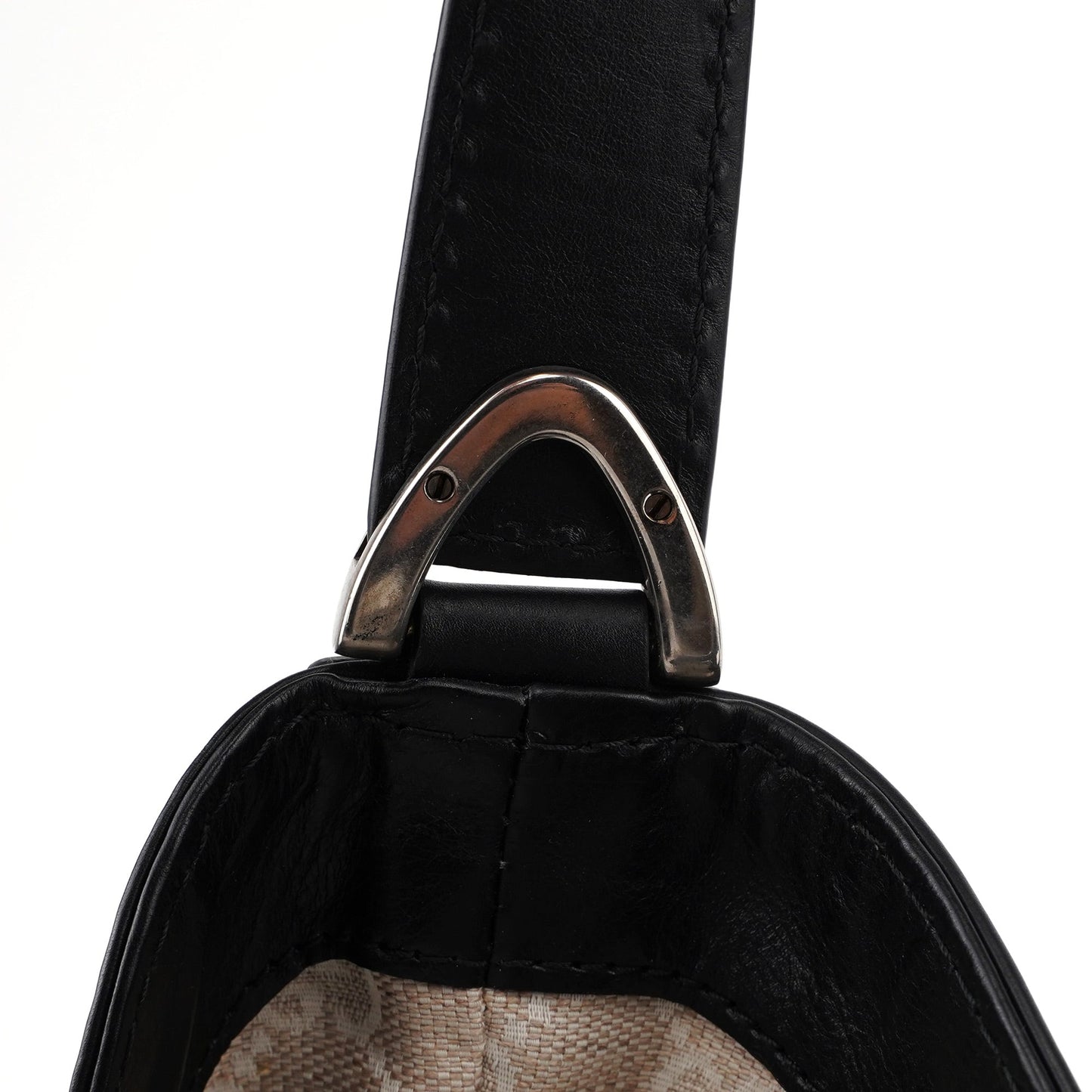 Black Lambskin Horsebit Shoulder Bag