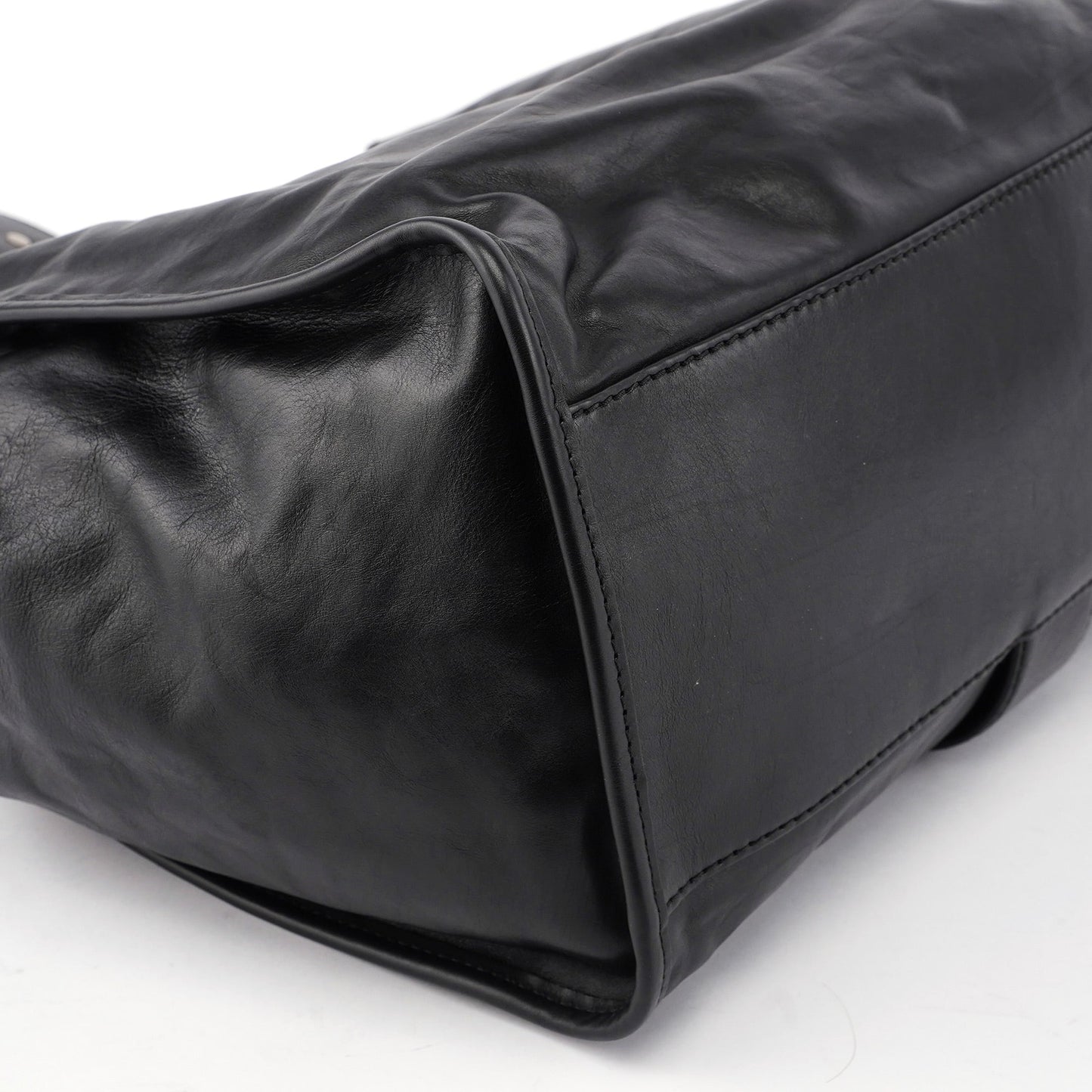 Black Lambskin Horsebit Shoulder Bag