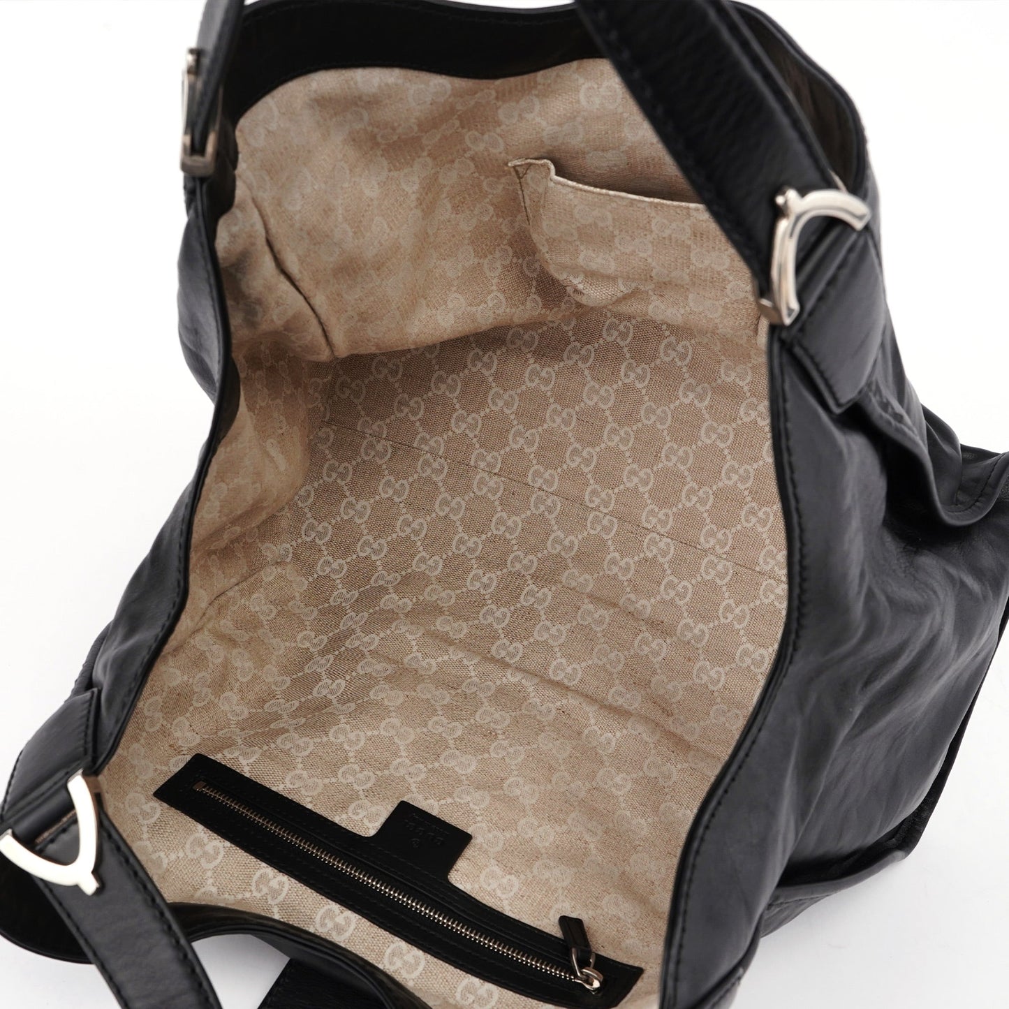 Black Lambskin Horsebit Shoulder Bag