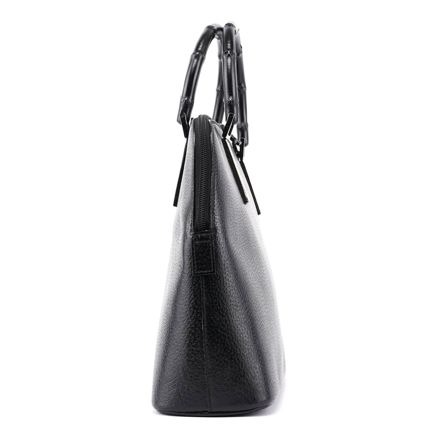 Black Leather Bamboo 2-Way Tote