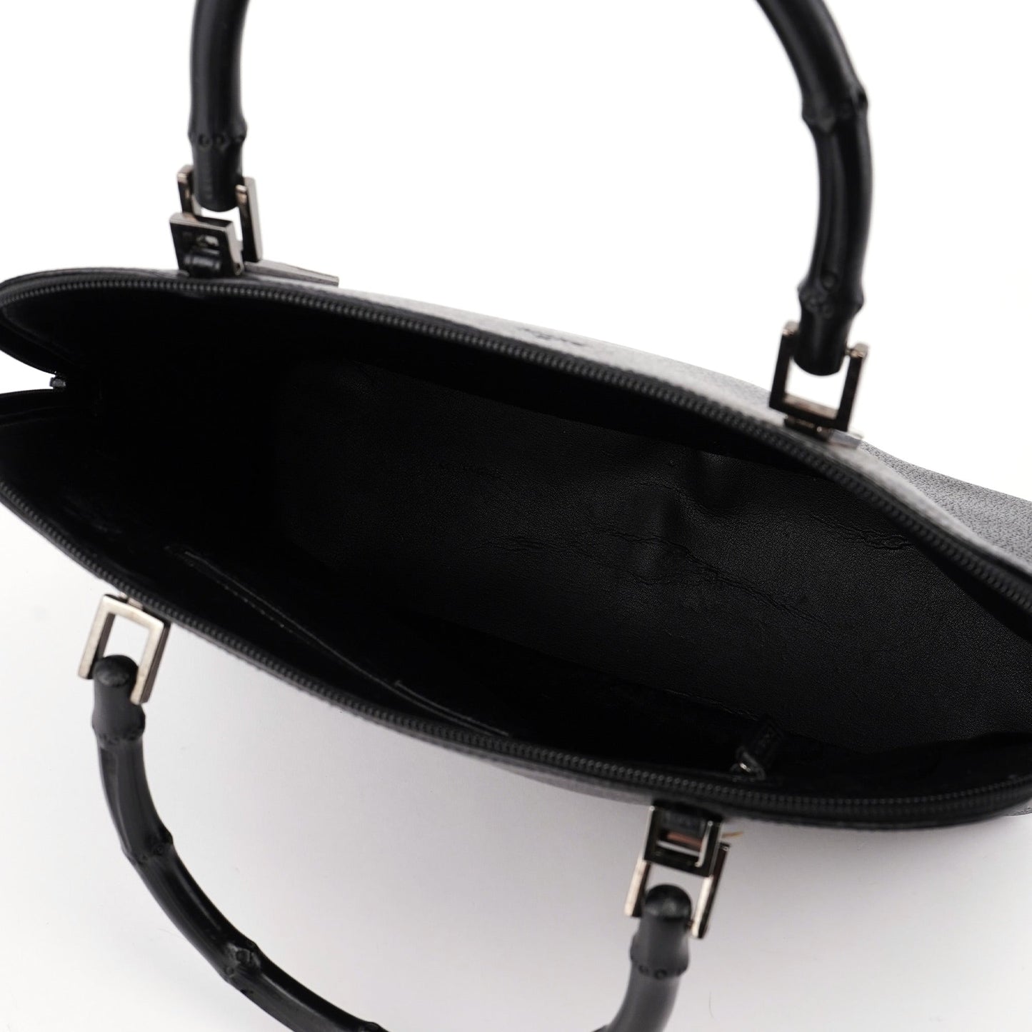 Black Leather Bamboo 2-Way Tote