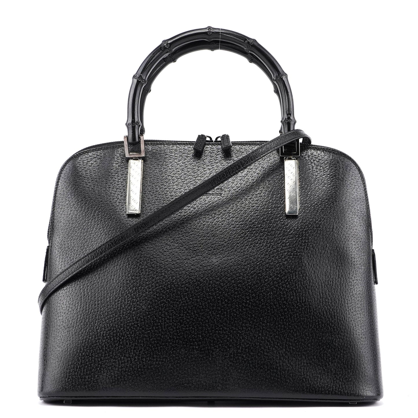Black Leather Bamboo 2-Way Tote
