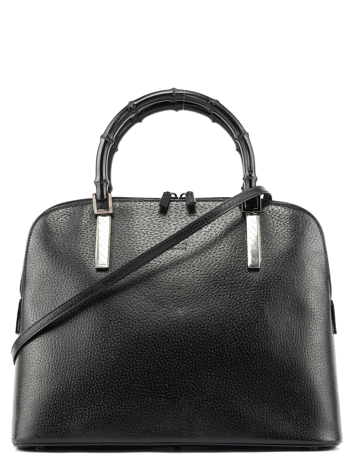 Black Leather Bamboo 2-Way Tote
