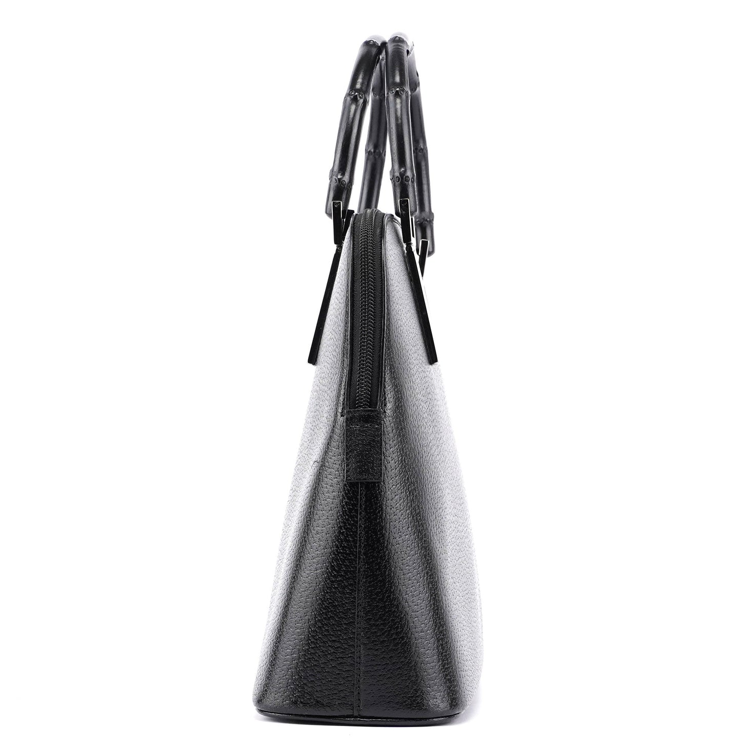 Black Leather Bamboo 2-Way Tote