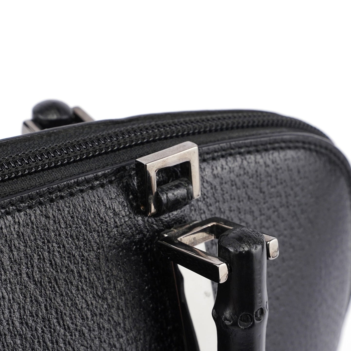 Black Leather Bamboo 2-Way Tote