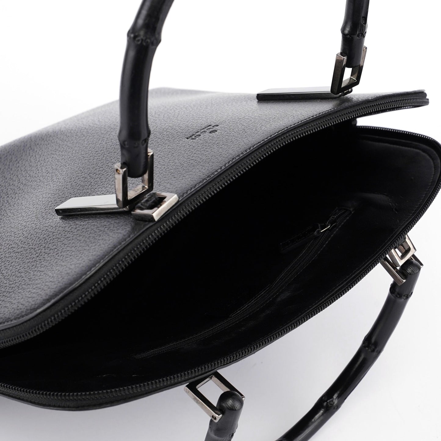 Black Leather Bamboo 2-Way Tote