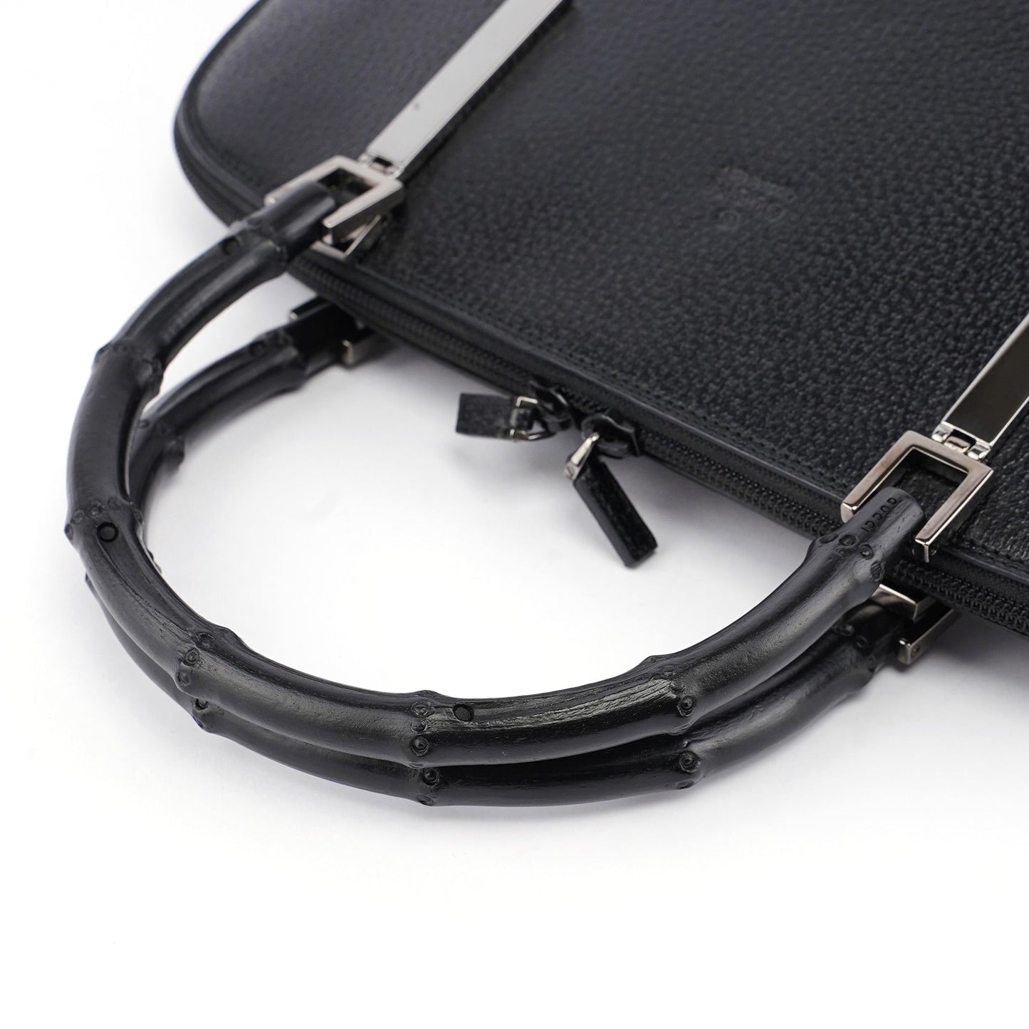 Black Leather Bamboo 2-Way Tote