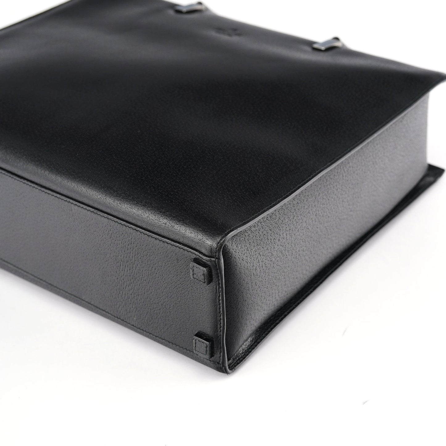 Black Leather Bamboo 2-Way Tote Bag