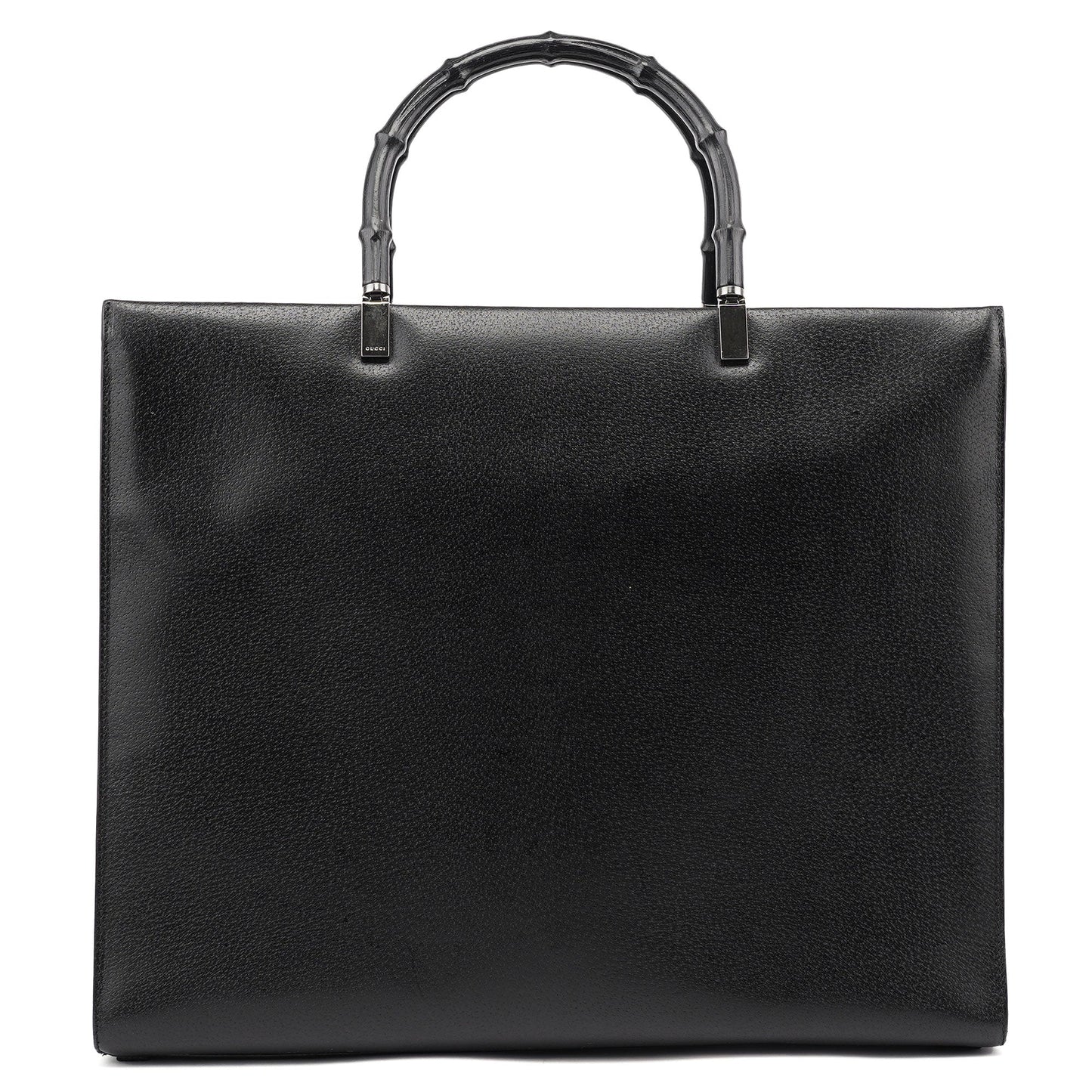 Black Leather Bamboo 2-Way Tote Bag