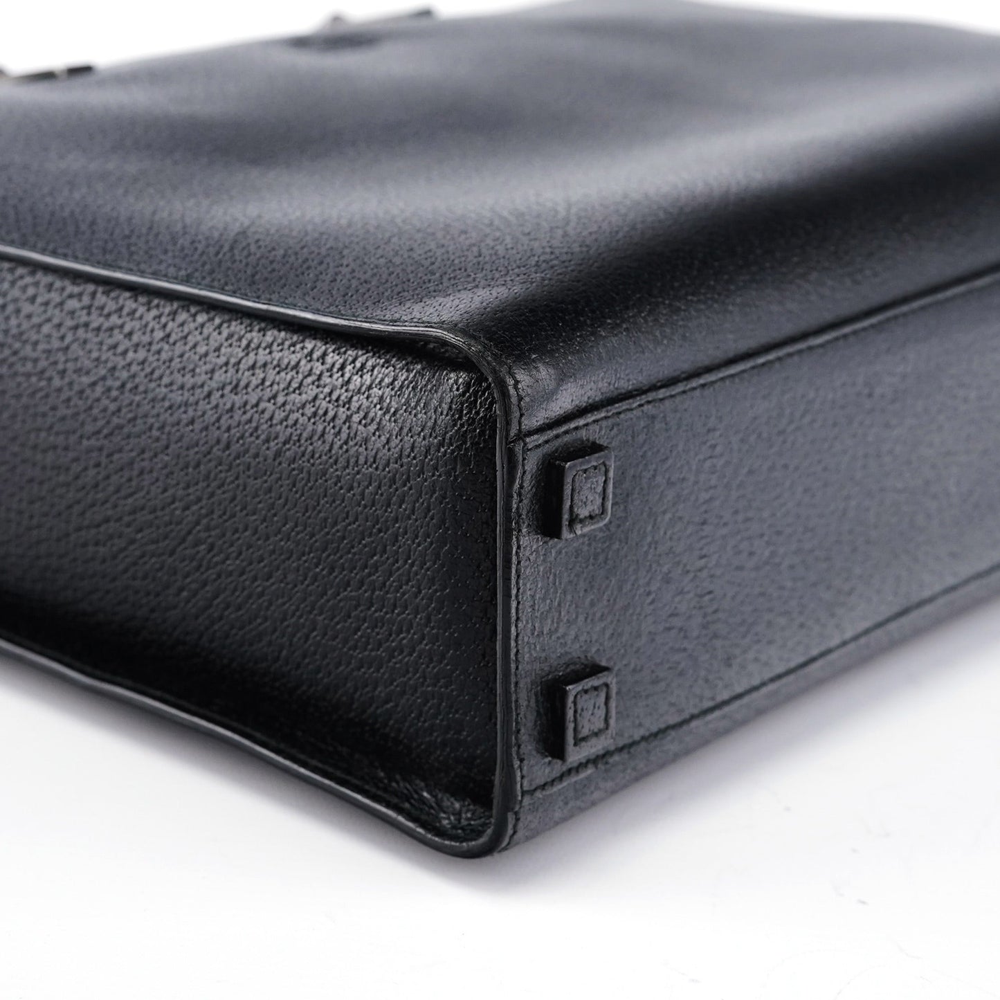 Black Leather Bamboo 2-Way Tote Bag