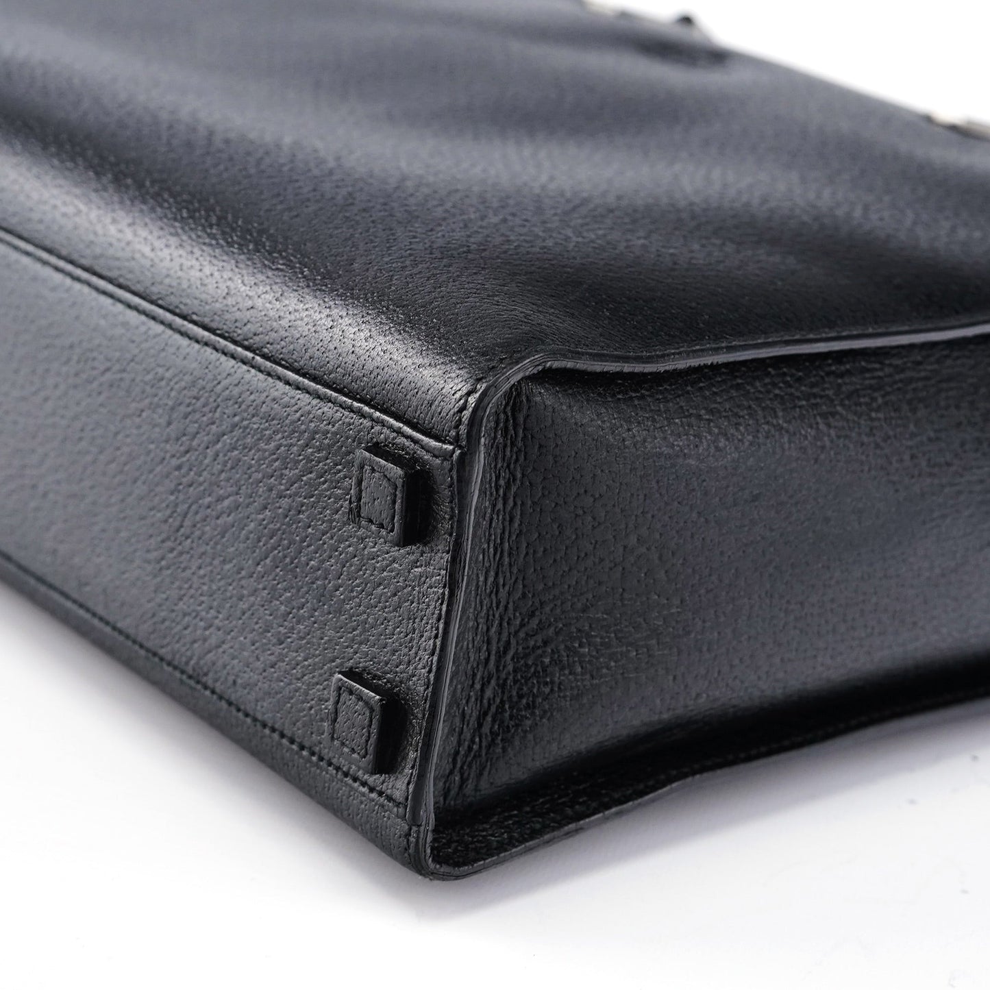 Black Leather Bamboo 2-Way Tote Bag