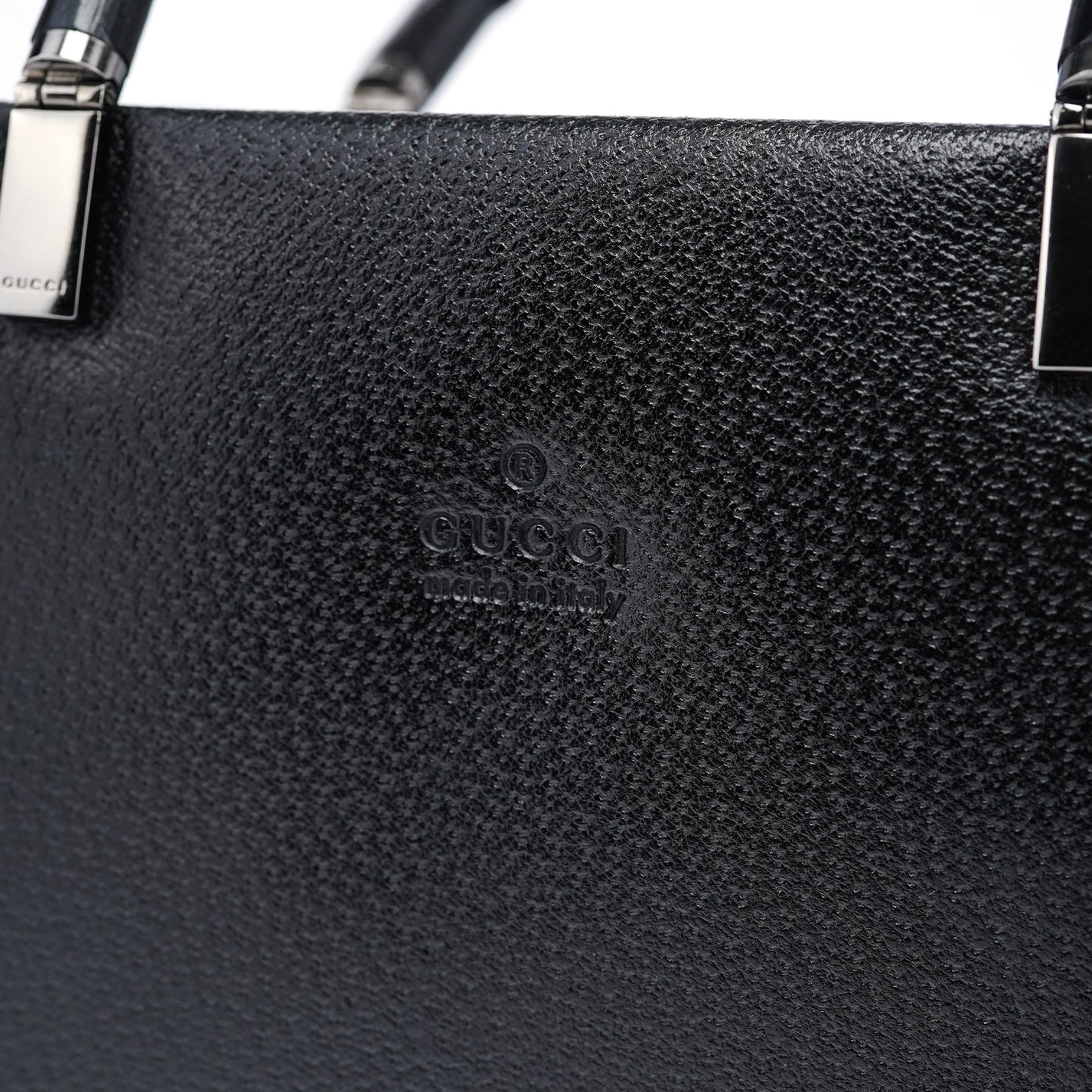 Black Leather Bamboo 2-Way Tote Bag