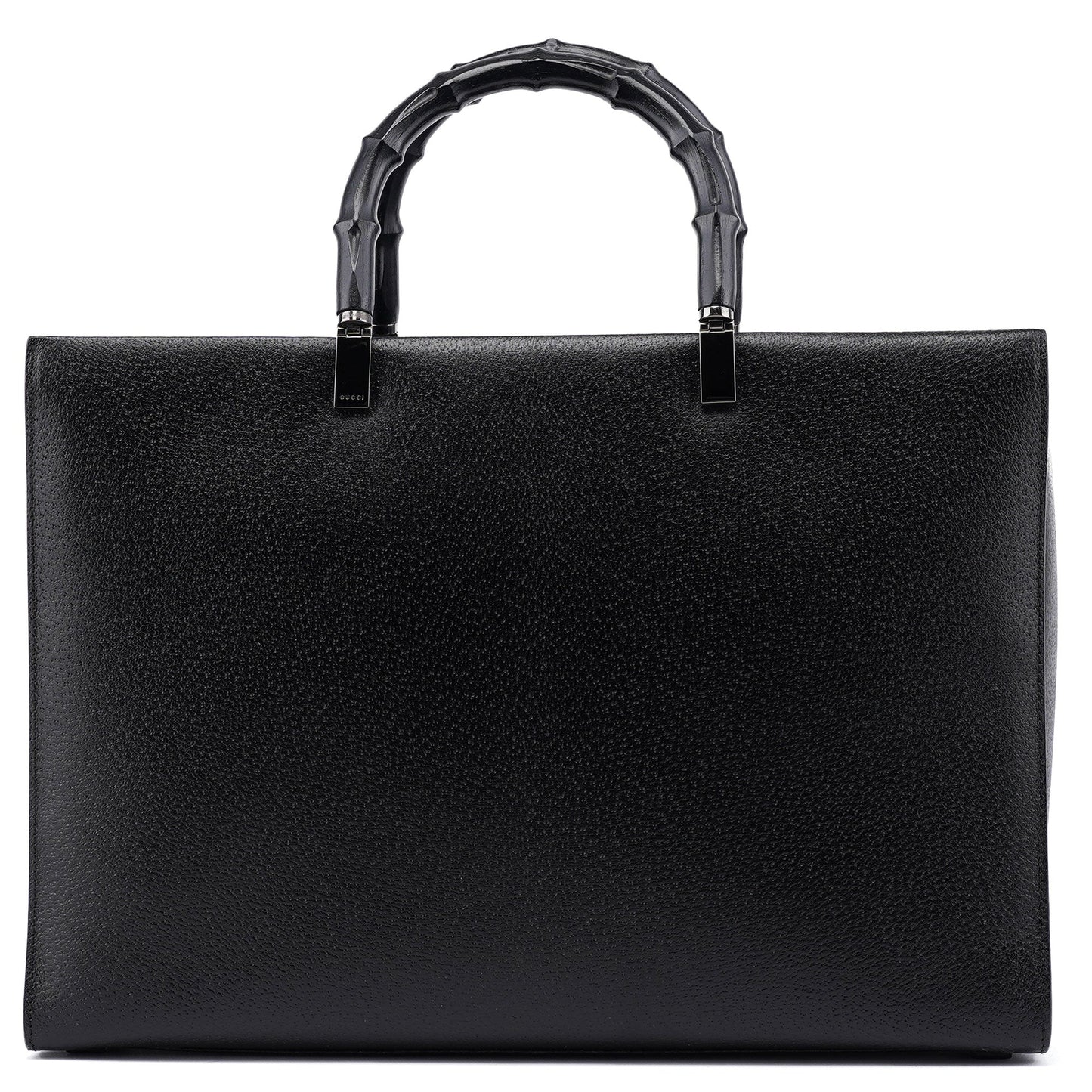 Black Leather Bamboo 2-Way Tote Bag