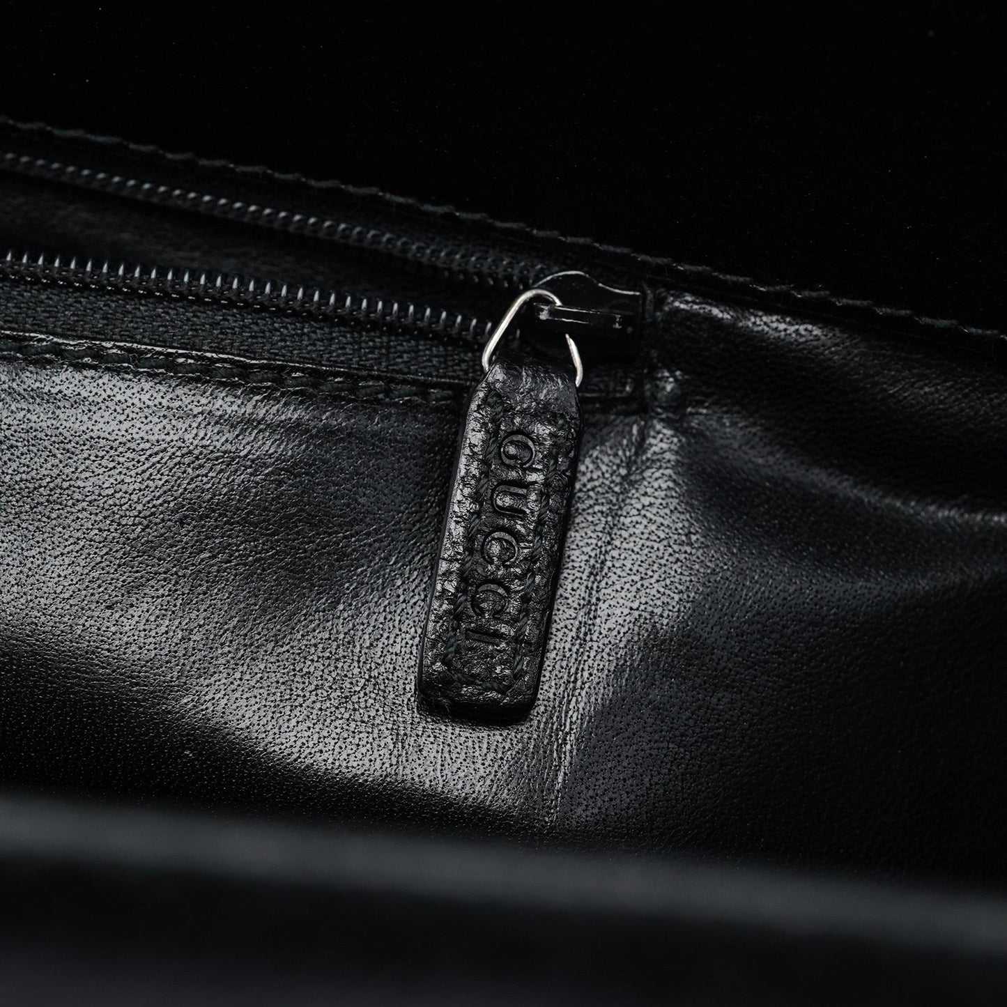 Black Leather Bamboo 2-Way Tote Bag