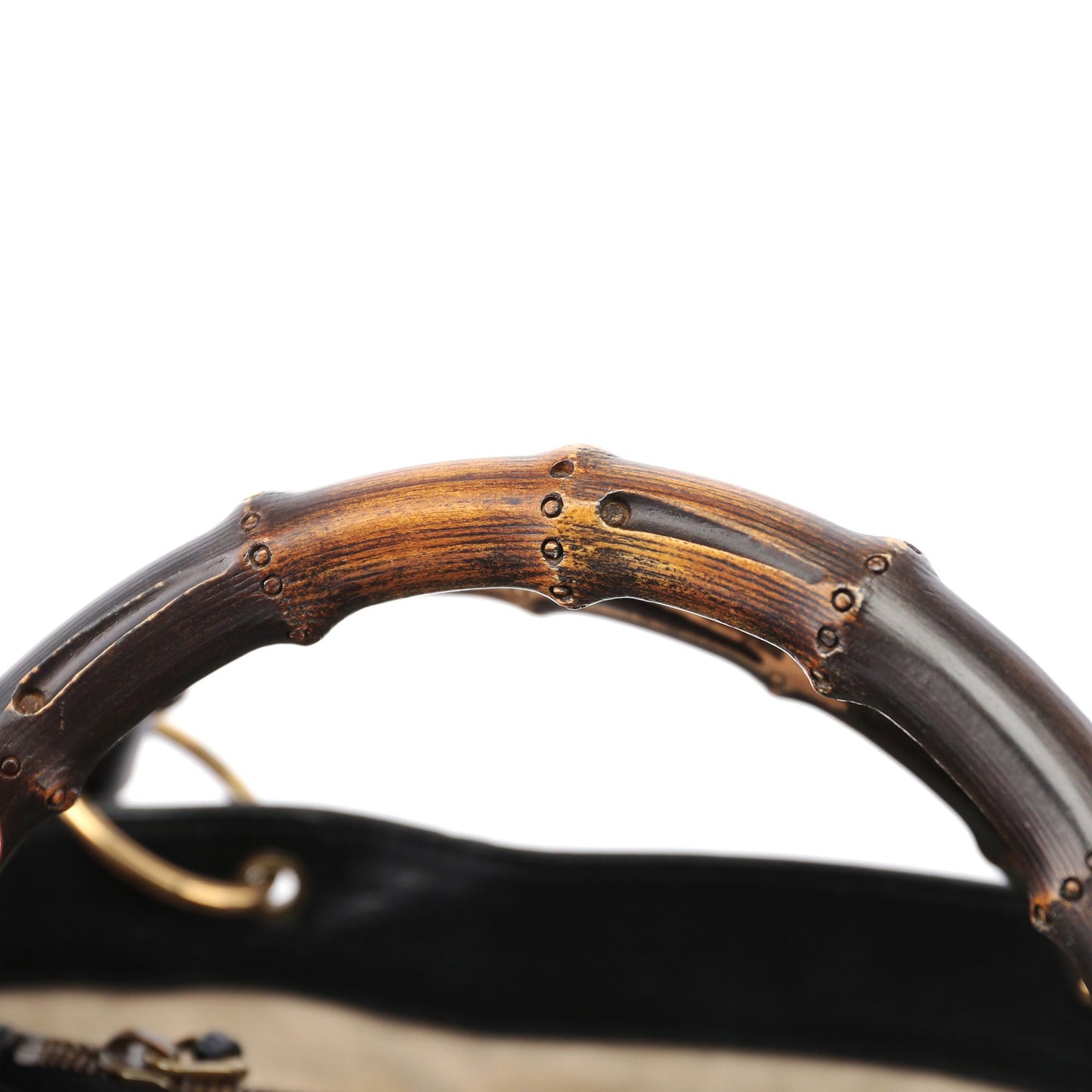 Black Leather Bamboo dual Handle Bag