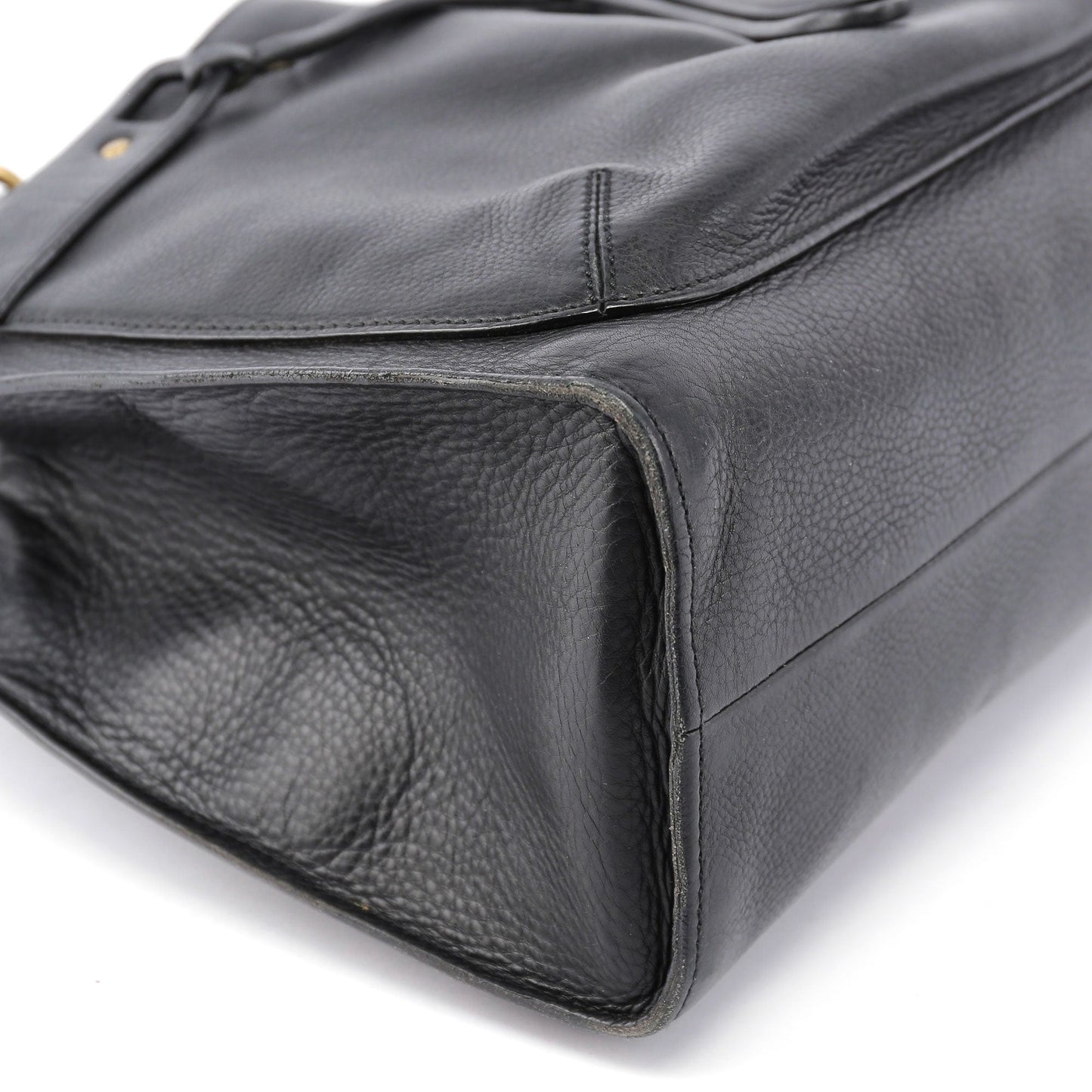 Black Leather Bamboo dual Handle Bag