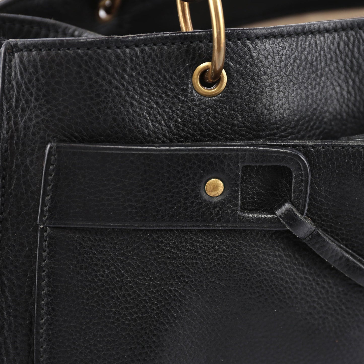 Black Leather Bamboo dual Handle Bag