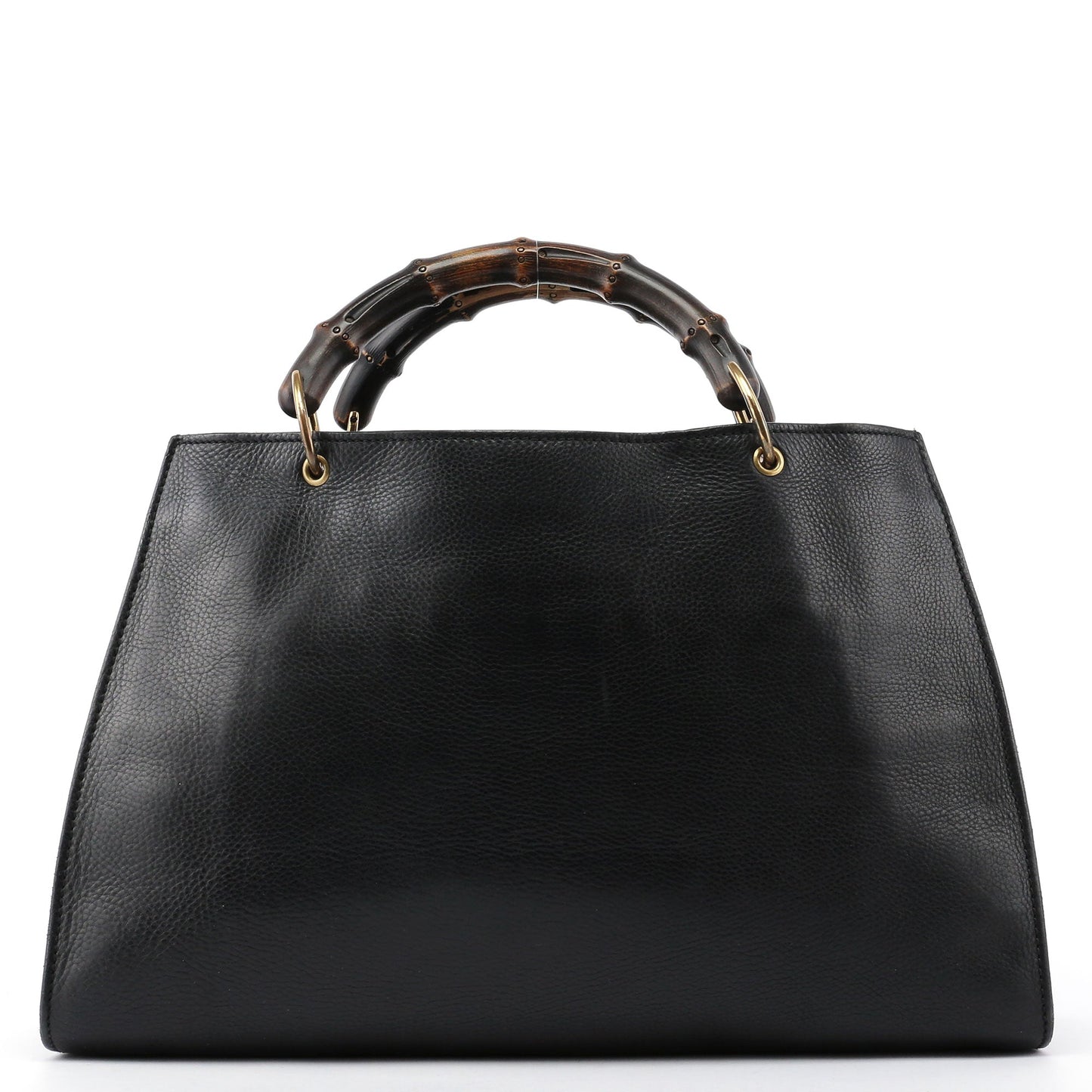 Black Leather Bamboo dual Handle Bag