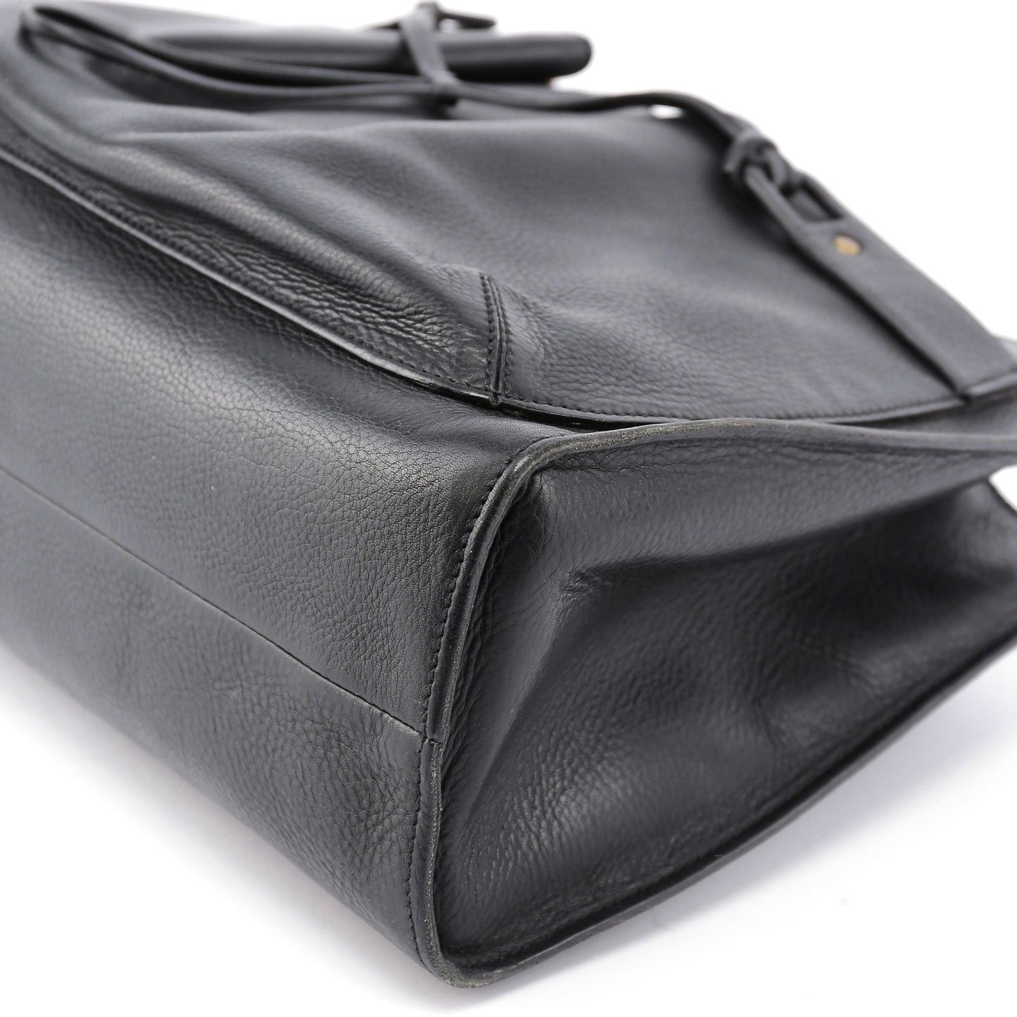 Black Leather Bamboo dual Handle Bag