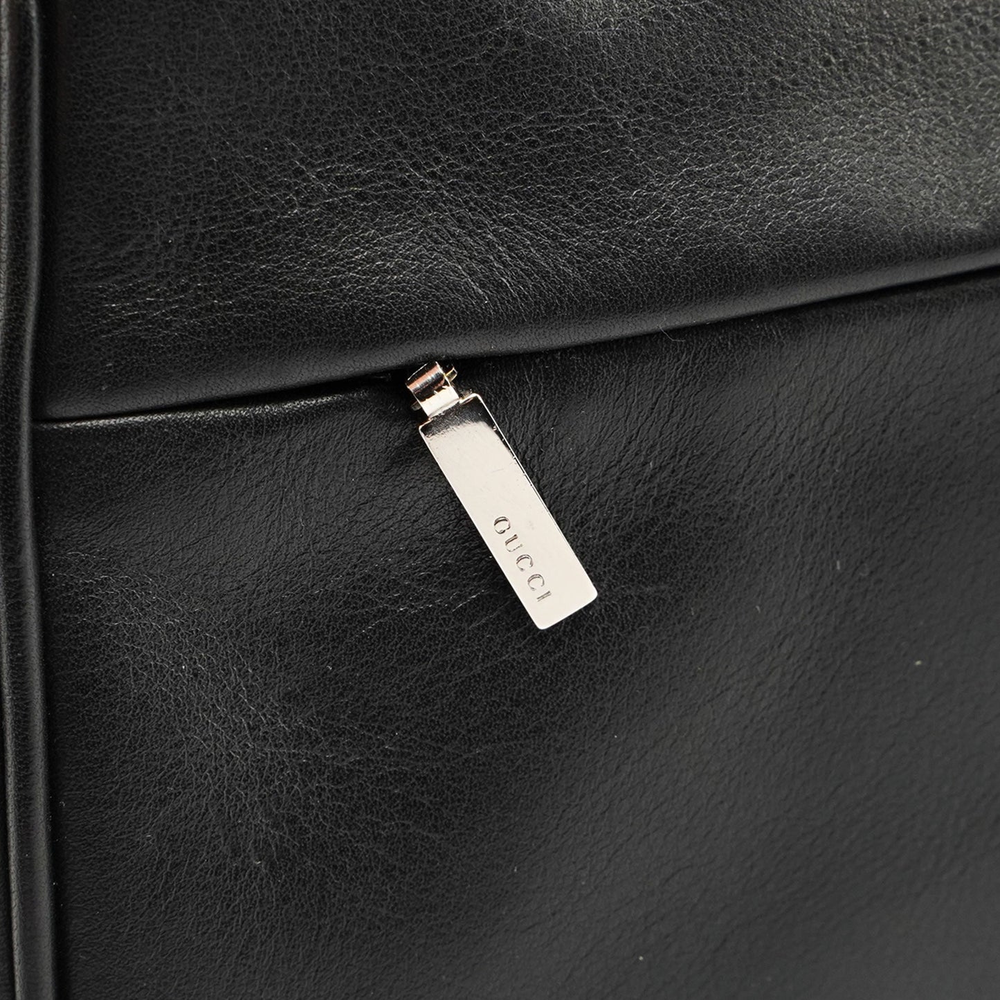 Black Leather Bamboo Hobo Bag