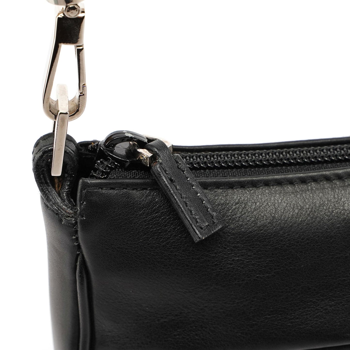 Black Leather Bamboo Hobo Bag